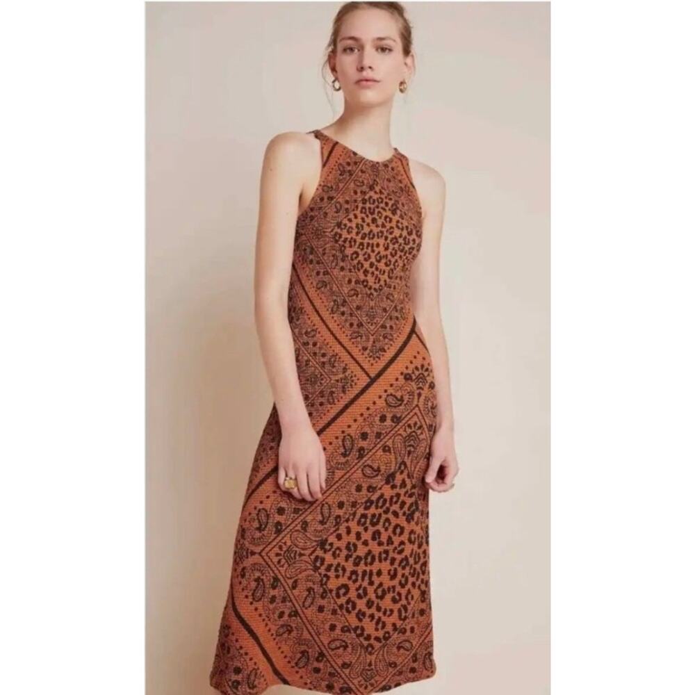Farm Rio x Anthropologie Alyse Midi Cheetah Bandana Print Dress Size Small